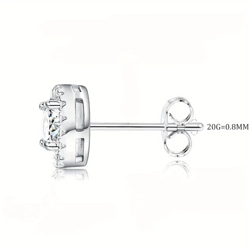 Silver-Tone Cubic Zirconia Stud Earrings