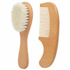 Natural Beech Wood Baby Brush and Comb Set with Soft Wool Bristles