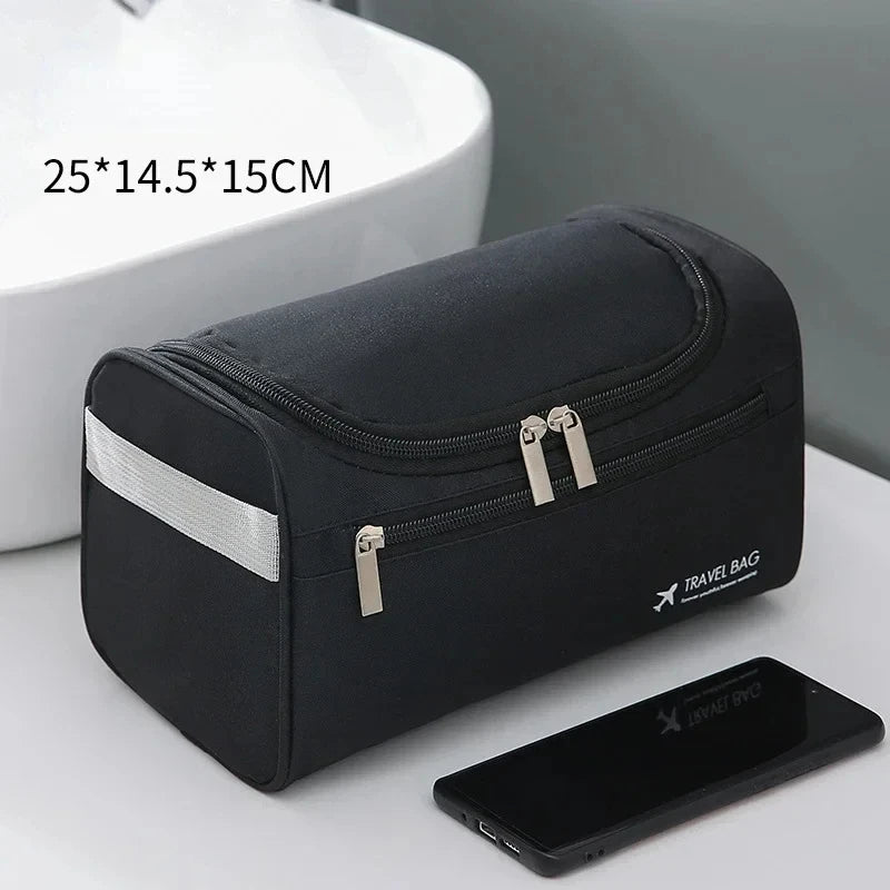 Hanging Leather Toiletry Bag with Durable Water-Resistant Design