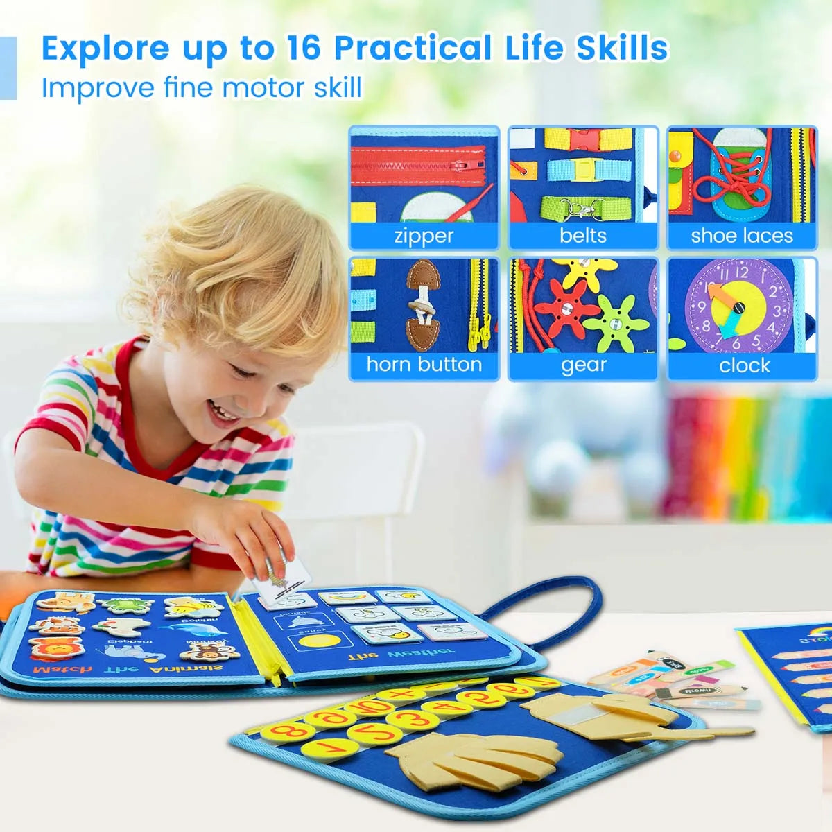 Montessori Busy Board – Dinosaur-Themed Sensory Learning Toy for Toddlers