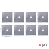 Eight square gray reusable non-stick gas stove protector mats with circular holes.