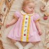 Girls Embroidered Plaid A-Line Dress with Peter Pan Collar