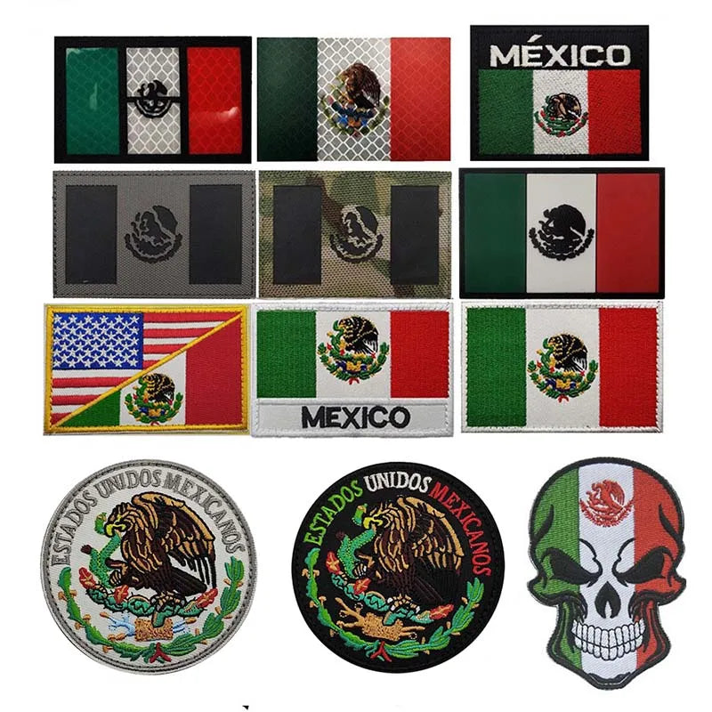 Mexico Flag Eagle 3D Embroidery Patch with Hook-and-Loop Backing