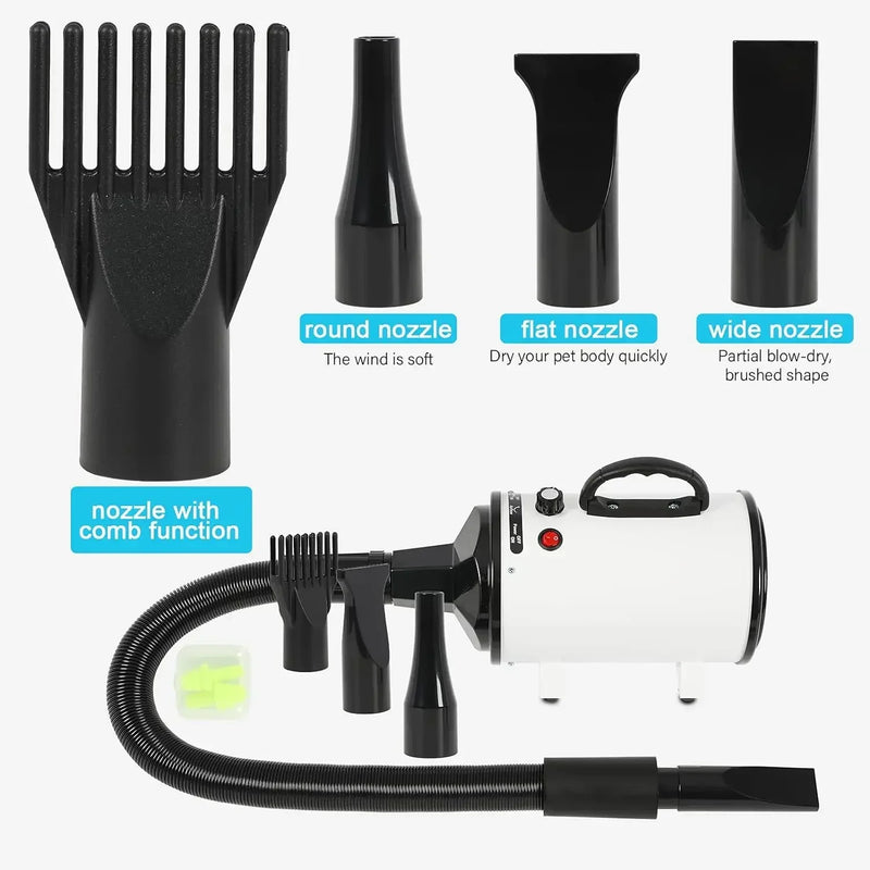High-Power Pet Grooming Dryer with Adjustable Speed & Temperature