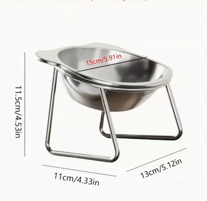 Elevated Stainless Steel Pet Bowl with Angled Feeder