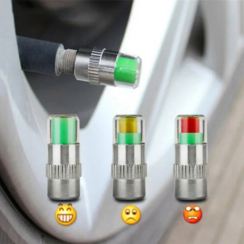 Tire Pressure Indicator Valve Caps with Visual Warning System