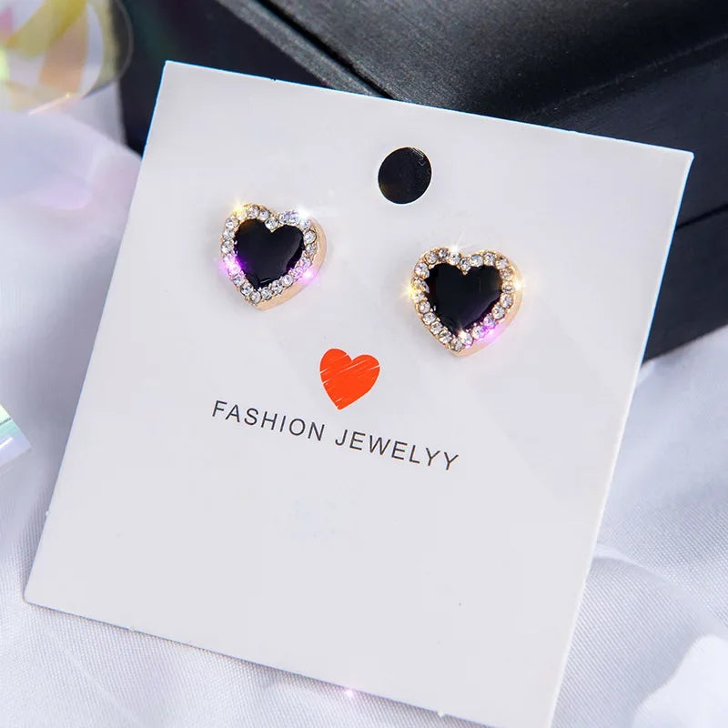 Crystal Heart Stud Earrings