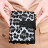 Vintage Leopard Print Tri-Fold Wallet with Double Zipper