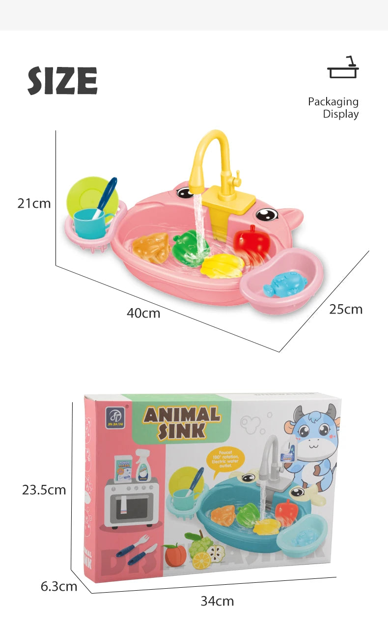 Kids Electric Toy Dishwasher with Automatic Water Cycle