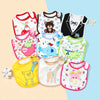 A set of waterproof baby bibs and burp cloths featuring various cartoon prints for infants.