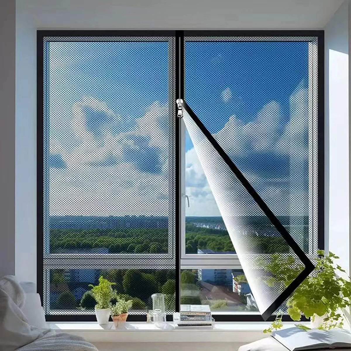 Self-Adhesive Zippered Mosquito Net Window Screen