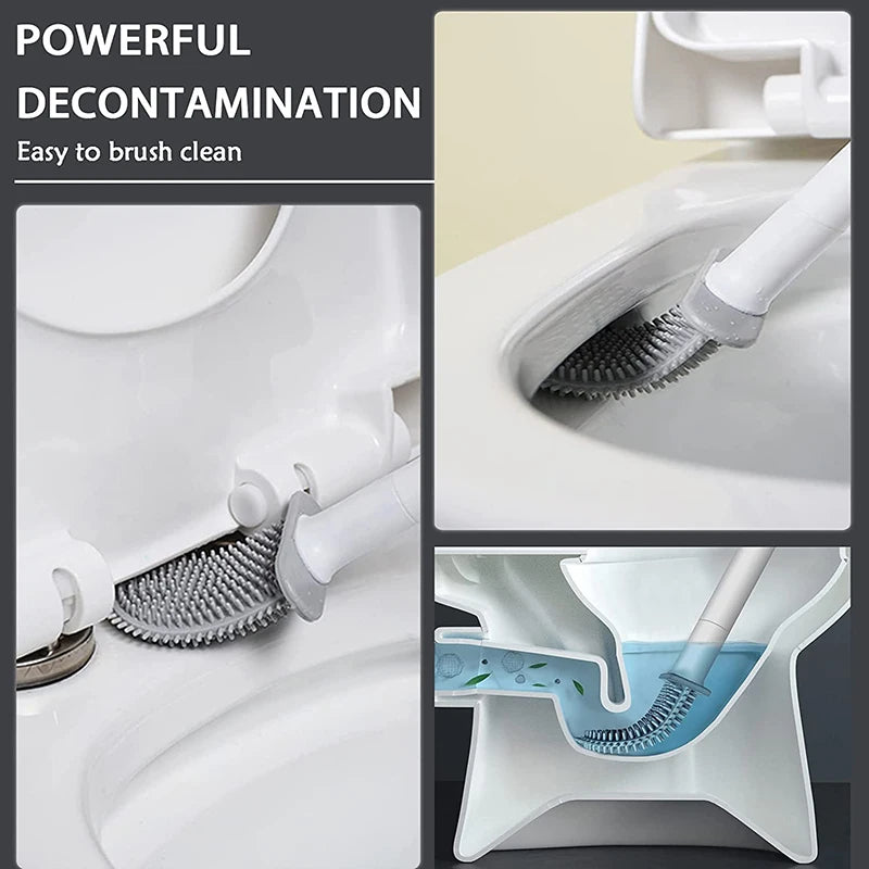Silicone Toilet Brush with Wall-Mount Holder