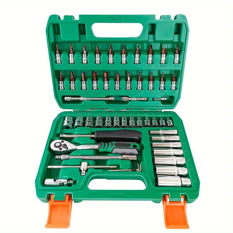 53-Piece Professional Mechanic's Tool Kit with Quick Ratchet