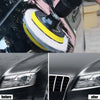 Before and after comparison of car polishing using a wool disc pad set