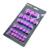 A plastic package containing a set of 30 purple decorative bolt caps for motorcycle parts.