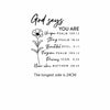 A black line drawing featuring scripture verses like God says You are Unique Psalm 139:13 Strong Psalm 18:35 Beautiful Eccl. 