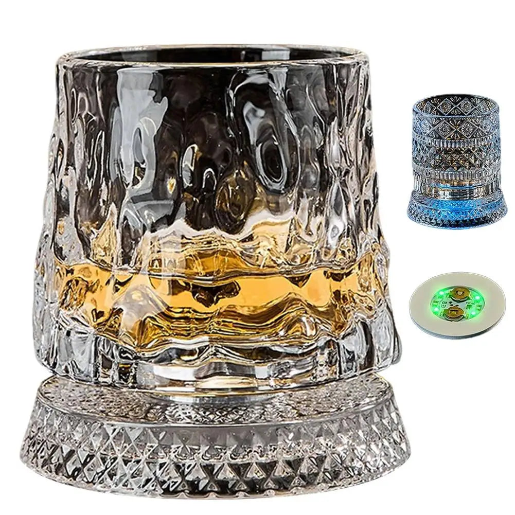 Luminous LED Whiskey Glass with Rotating Display