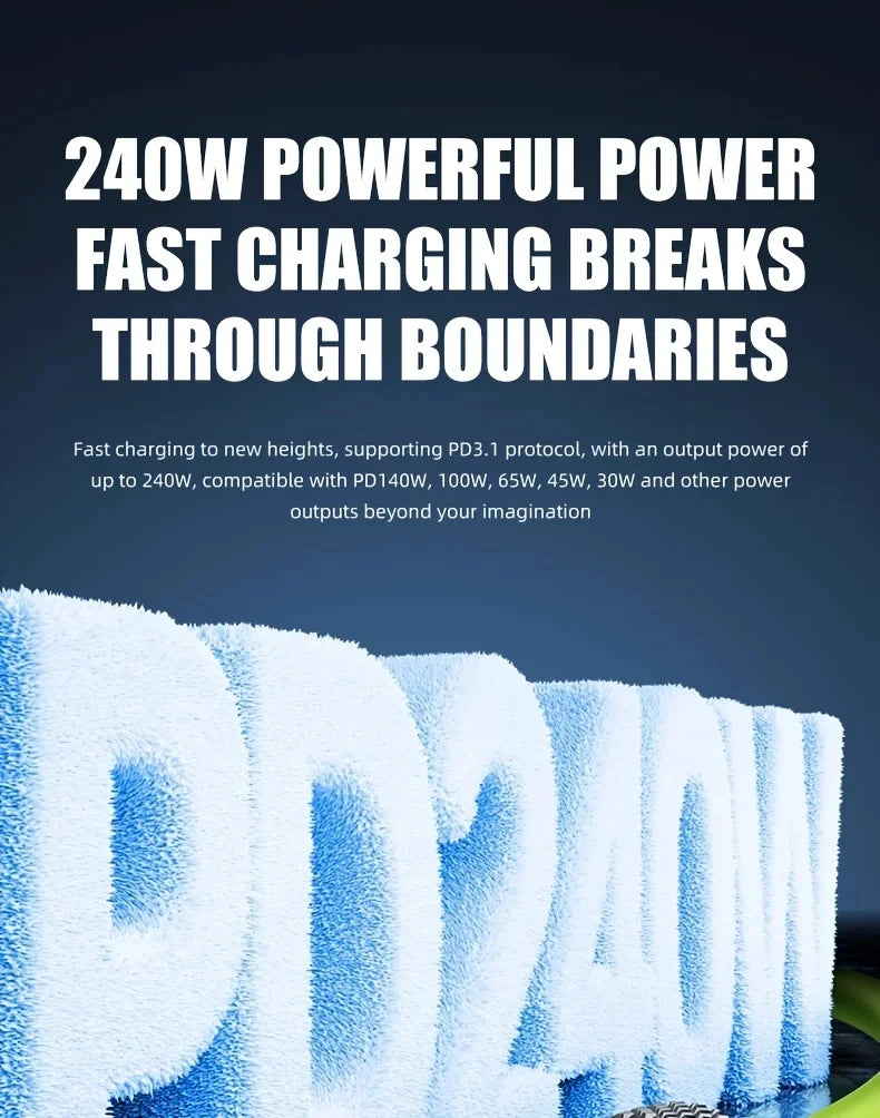 240W USB-C Fast Charging Cable with Digital Display