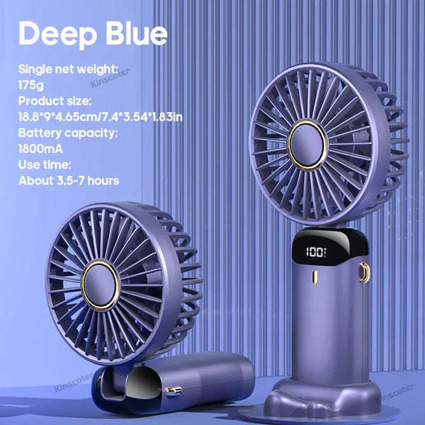 Portable USB Rechargeable Mini Fan with Digital Display