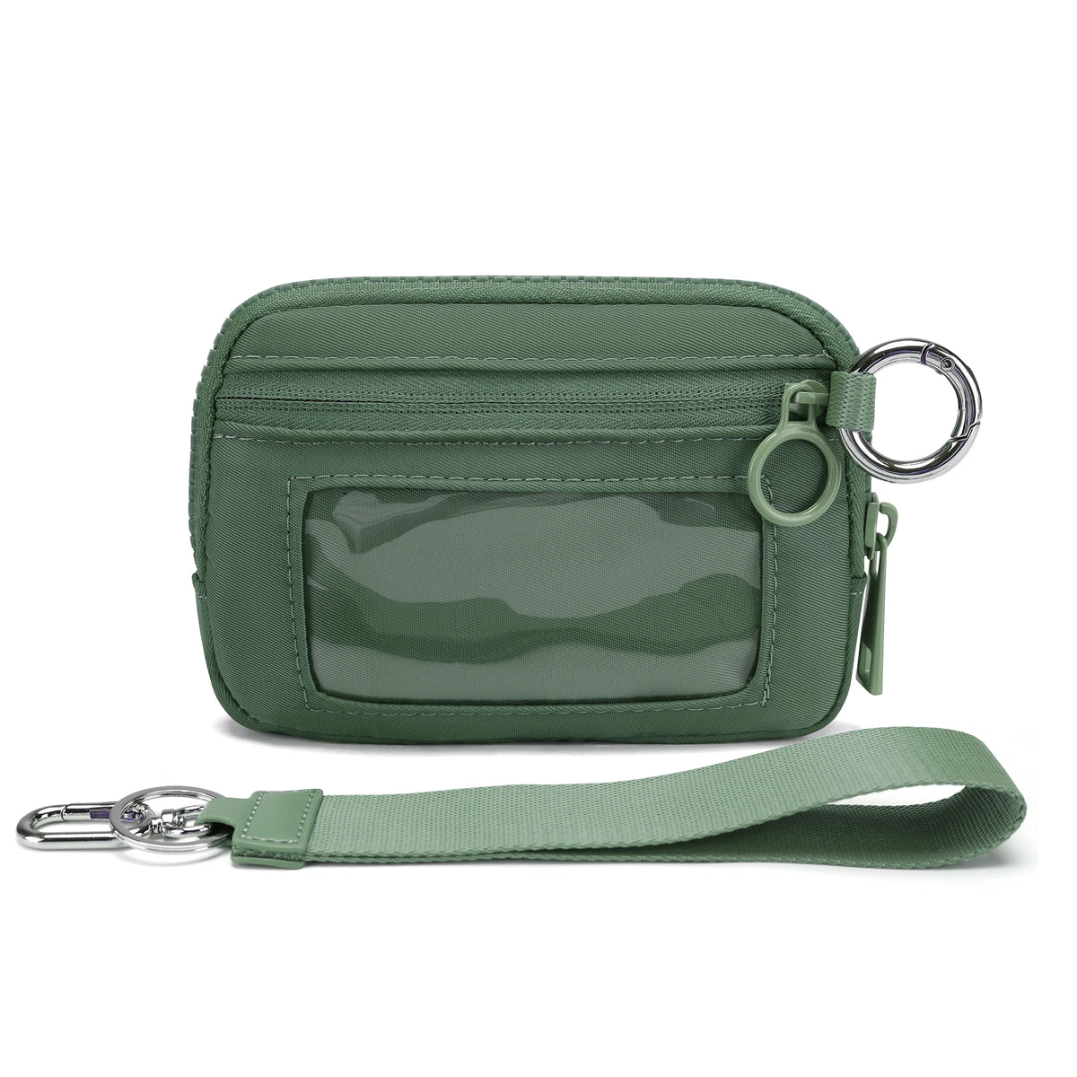 Checkered Card Case Wallet with Detachable Keychain and ID Window