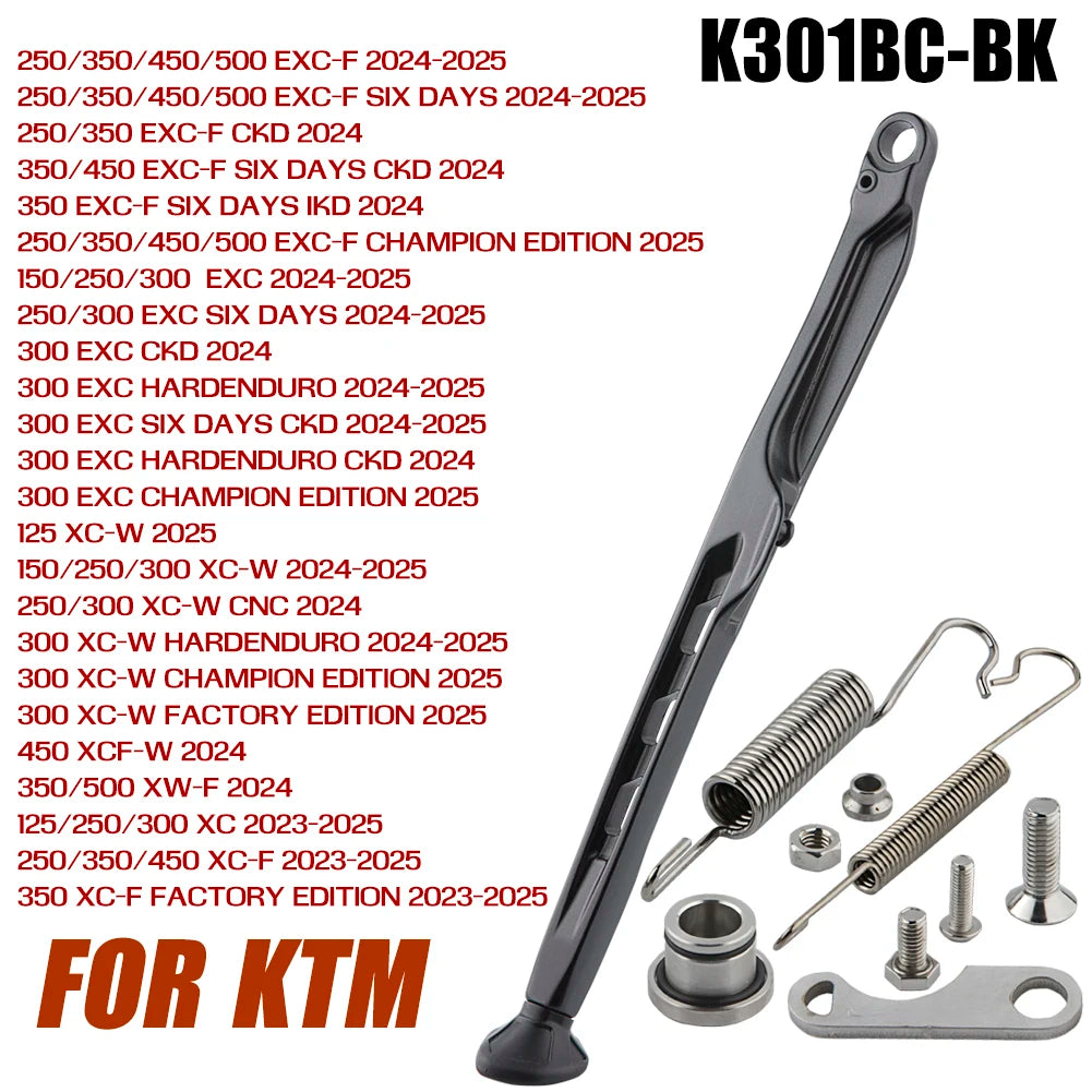 K301BC-BK KTM side stand kit with ABS foot and various motorcycle parts