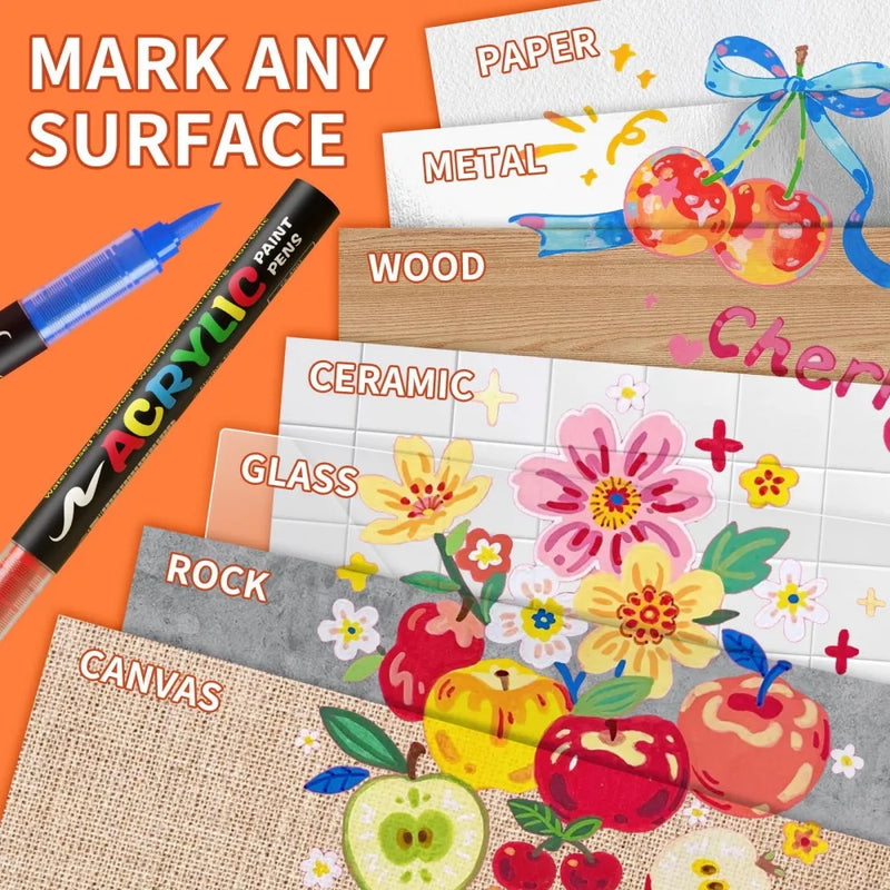 72-farbiger Acrylfarbe-Marker-Set mit Pinselspitzen