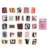 A set of vintage alphabet stickers featuring uppercase and lowercase letters from A to Z for crafting and DIY projects.