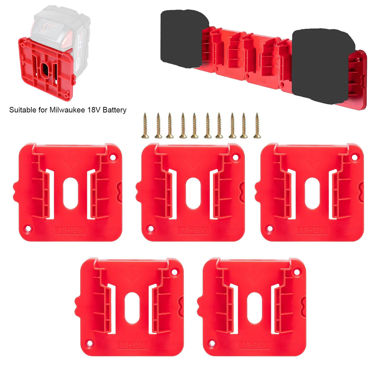 Wall-Mounted Battery Holder for Milwaukee M18 Batteries