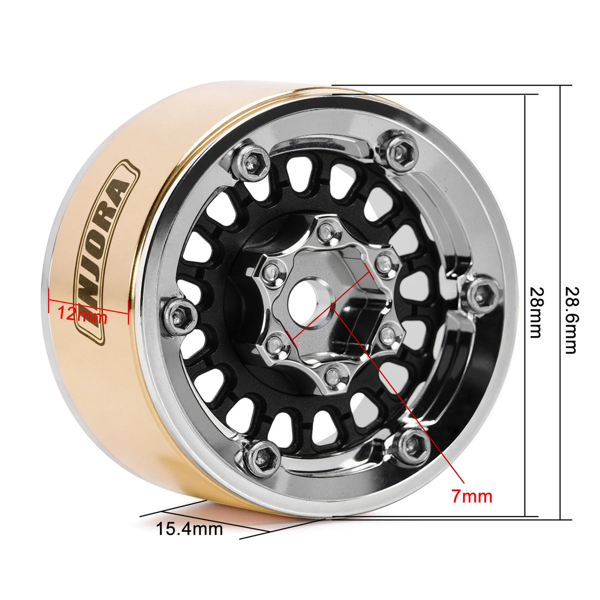 INJORA 1.0" Modular Beadlock Wheels for 1/18 1/24 RC Crawlers - Brass & Aluminum