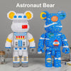 A white and blue Astronaut Bear building block figure made of LEGO bricks.
