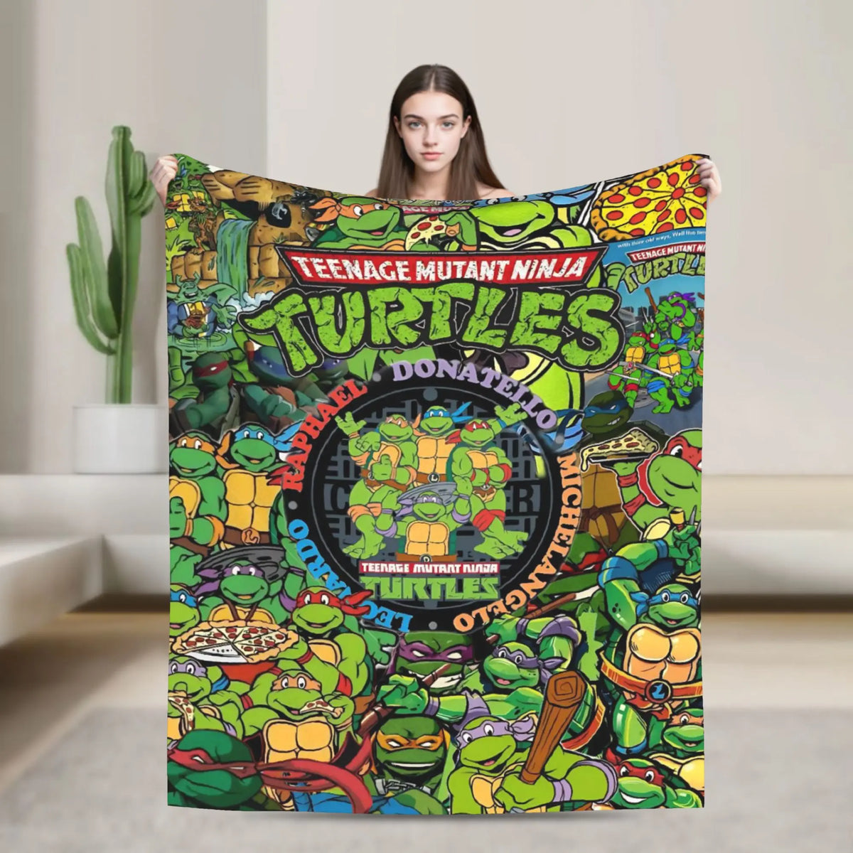 TMNT Graphic Flannel Throw Blanket