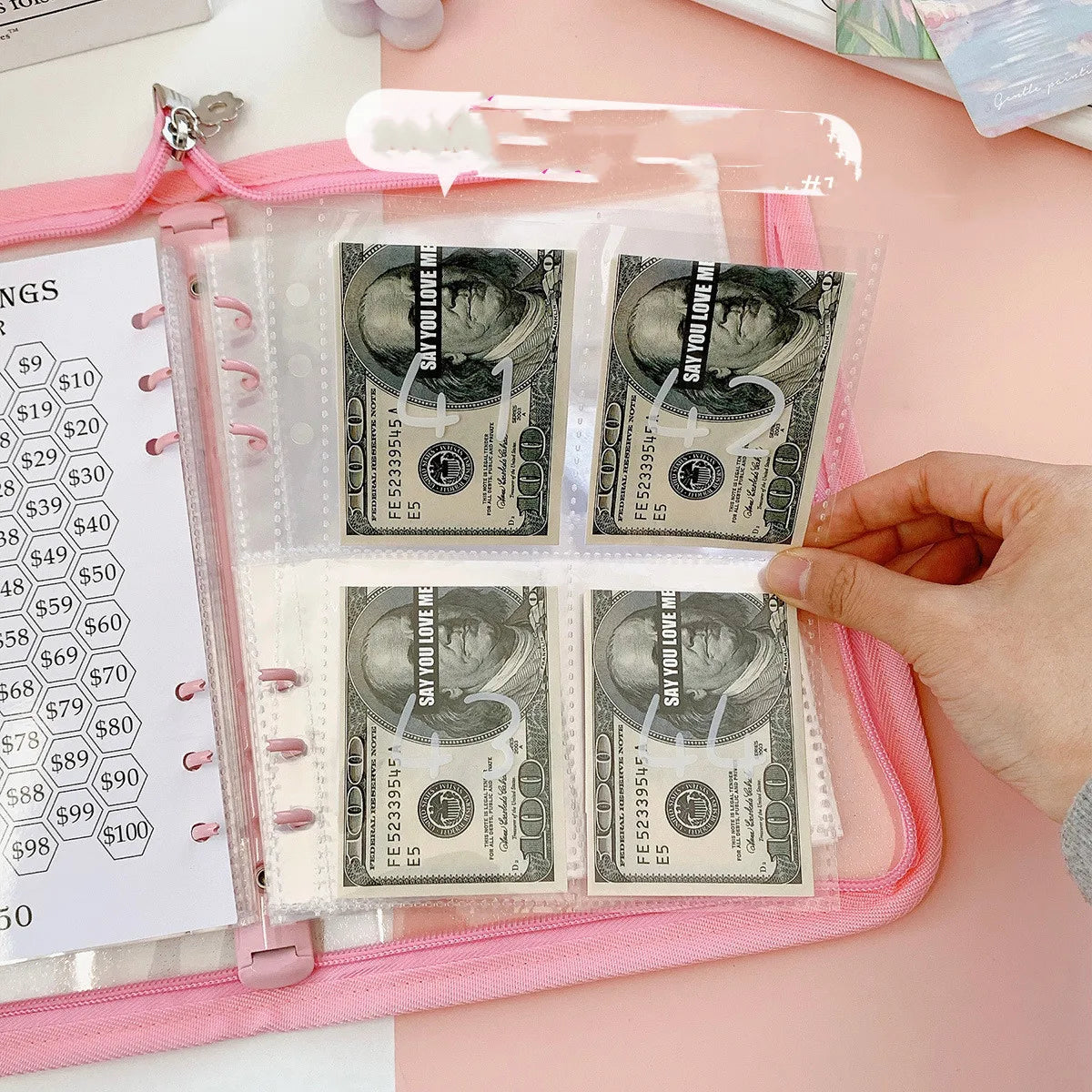 Savings Challenge Binder with Cash Envelopes