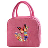 Insulated Canvas Lunch Bag with Butterfly Letter Pattern