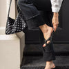 Black Rivet Shoulder Bag with Motorcycle Edge