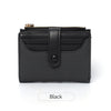 Black premium PU leather bi-fold wallet with a zippered closure and leather strap.