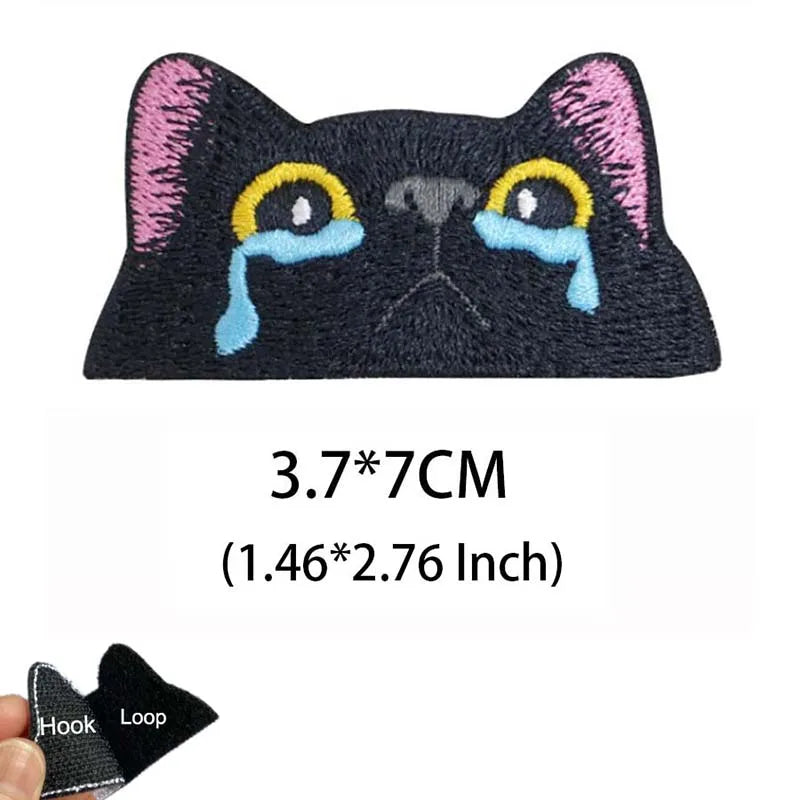 Funny Cat Face PVC Morale Patch with Hook-and-Loop Backing