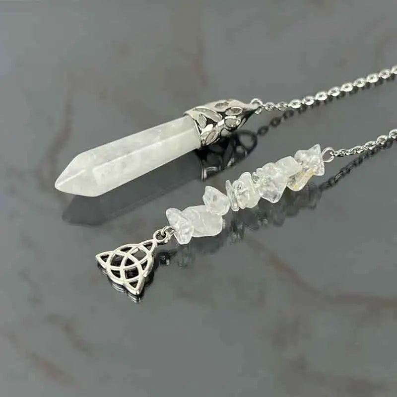 Natural White Quartz Crystal Pendulum for Dowsing & Divination