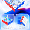 A blue and red magnetic device demonstrating double maglev drive and self-aligning accelerated drifting.