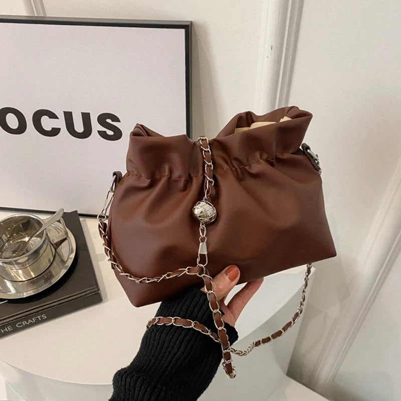 Classic Solid Bucket Crossbody Bag