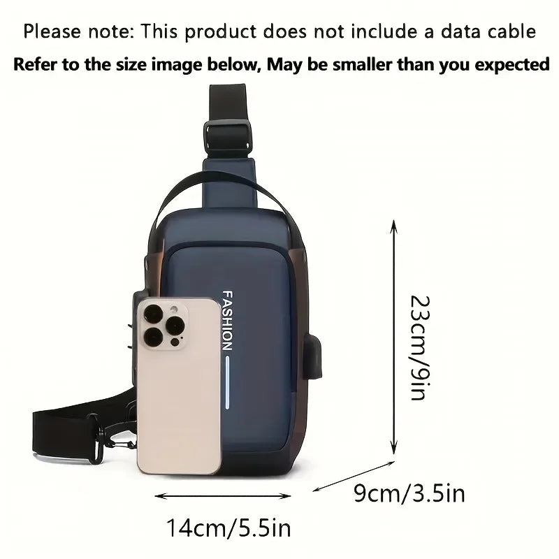 Oxford Sling Bag for Men with Zippered Phone Pocket