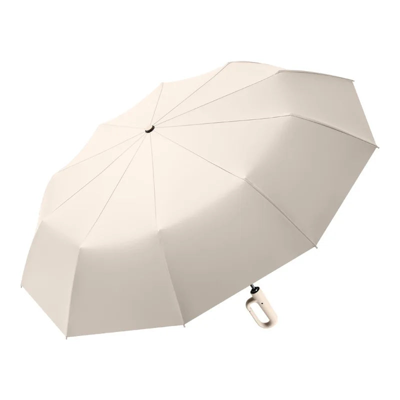 Auto Reverse-Folding Umbrella with Reflective Stripe & Carabiner Handle