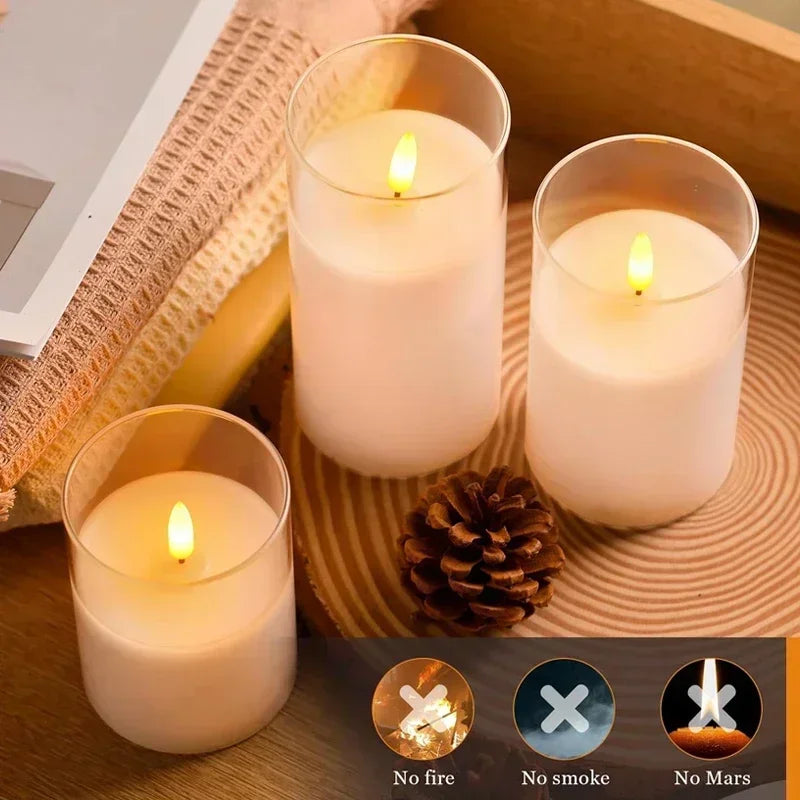 Set of 3 LED Flameless Candles with Remote and Timer