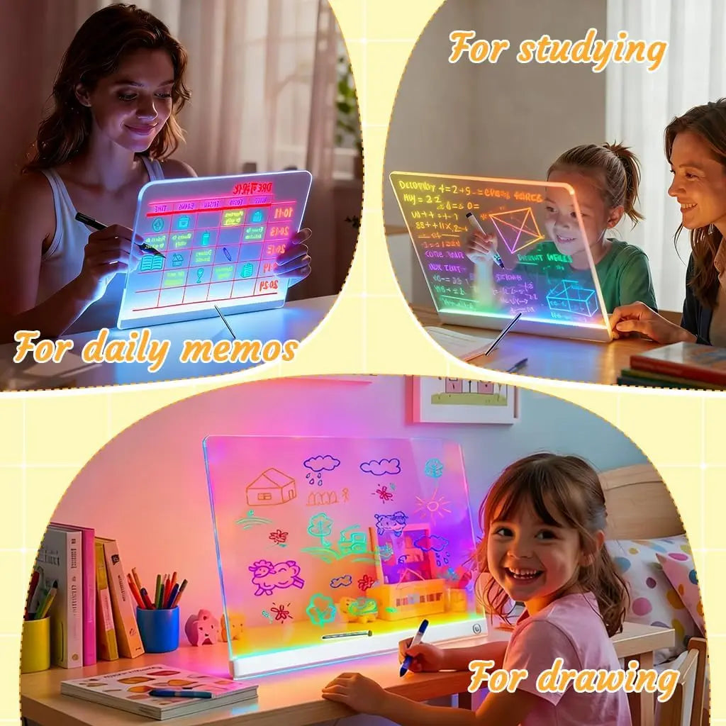 Glow Art LED Drawing Board with 7 Colors and 3 Light Modes