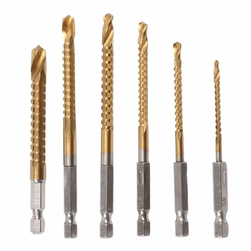 Titanium-Coated Serrated Drill Bit Set (3-8mm)