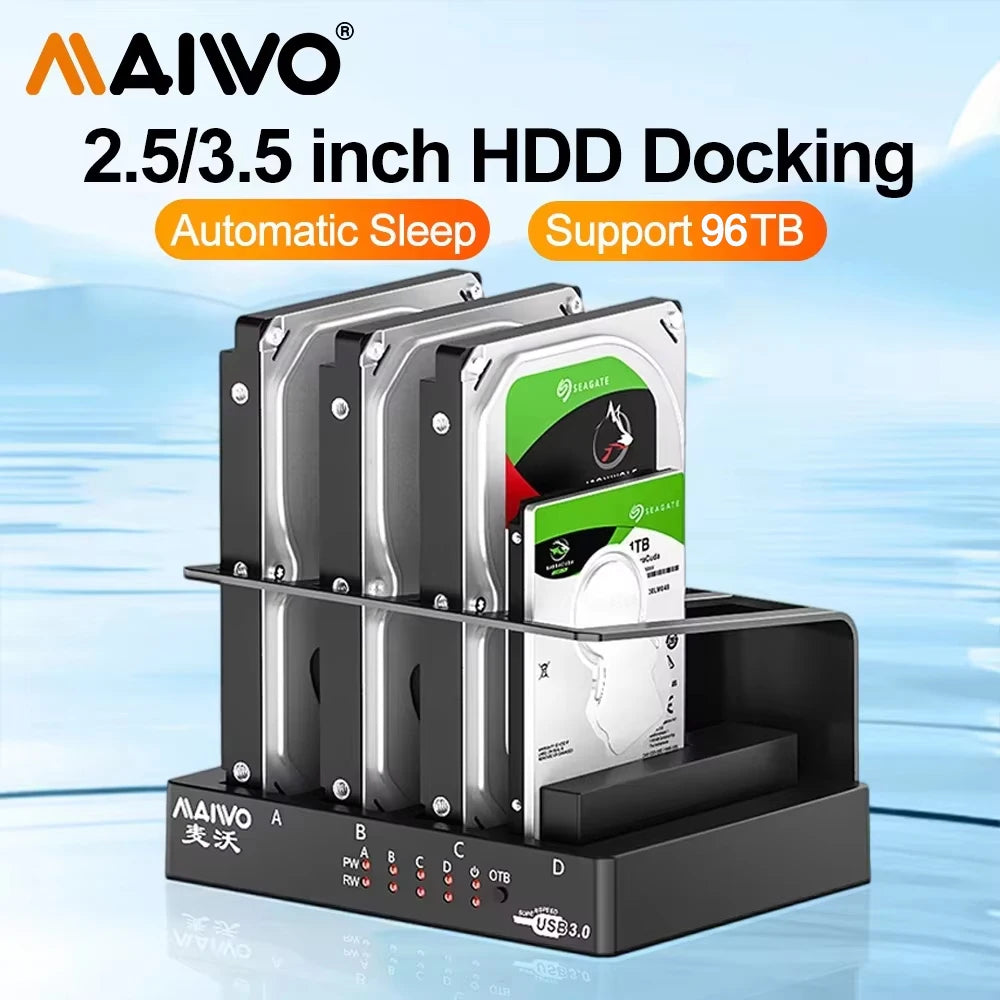 4-Bay USB 3.0 Hard Drive Docking Station for 2.5/3.5" SATA HDD & SSD