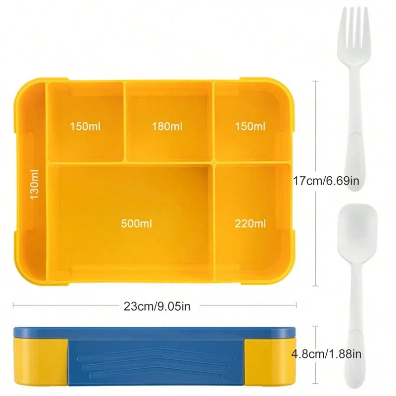 6-Compartment Bento Lunch Box with Utensils