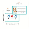 Ein Satz doppelseitiger CVC-Worterkennungs-Flashcards, die das Wort 'dog' auf der Vorderseite und eine Illustration eines Hun