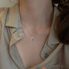 Double Cross Zircon Pendant Necklace