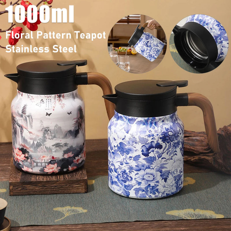 Vintage Floral Insulated Tea Kettle with Infuser