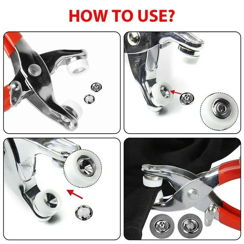 Snap Fastener Kit with Pliers – 400-Piece Metal Buttons